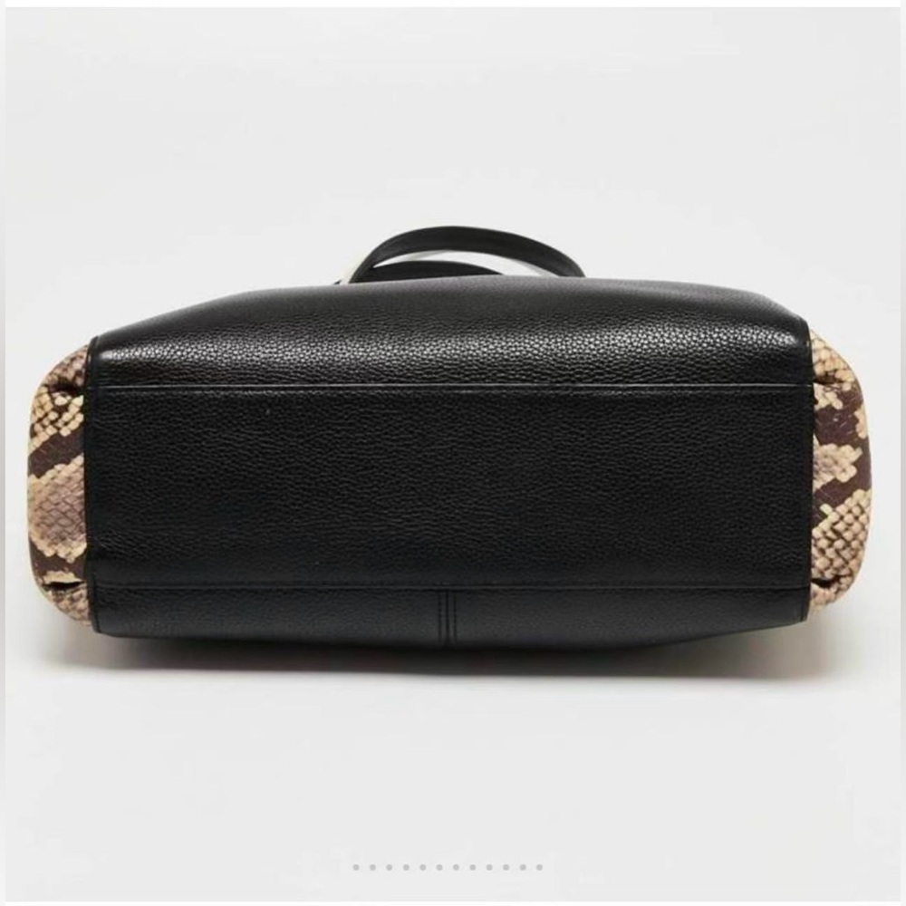 Coach Christie Carryall Black Beige Leather‎ Snake Embossed Satchel Bag - Picture 4 of 14